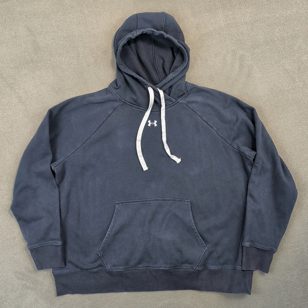 Under Armour Hoodie Mens XXL Loose Rival Fleece Pullover Sweatshirt Navy Blue
